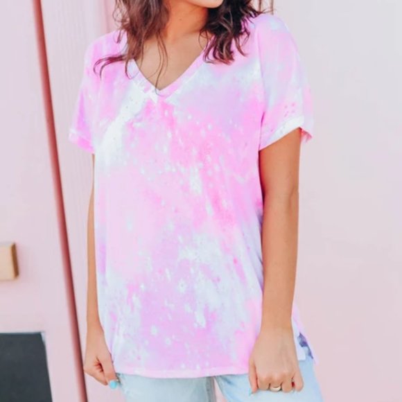 Pink & White Tie Dye Top - Picture 2 of 8